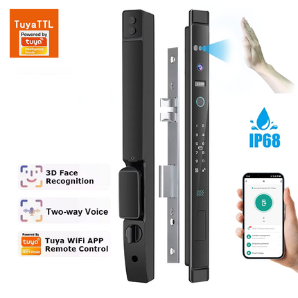 Automatic Smart Door Lock with Face Recognition, Fingerprint, App Control and Camera for Wood Doors