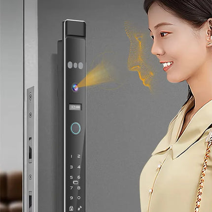 Automatic Smart Door Lock with Face Recognition, Fingerprint, App Control and Camera for Wood Doors