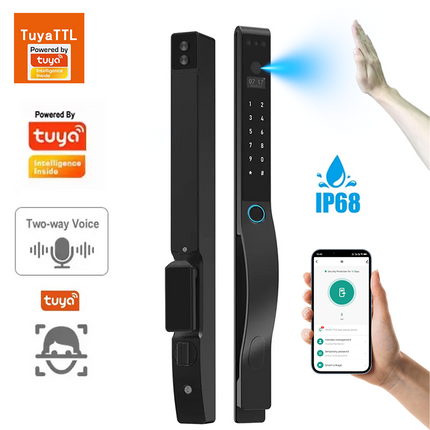 IP68 Waterproof Smart Gate Door Lock with 3D Face Recognition, Camera and Multiple Unlock Methods
