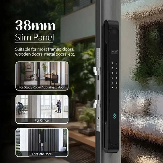 Keyless Smart Door Lock with 3D Face Recognition, Fingerprint, Card and Wi-Fi App Control