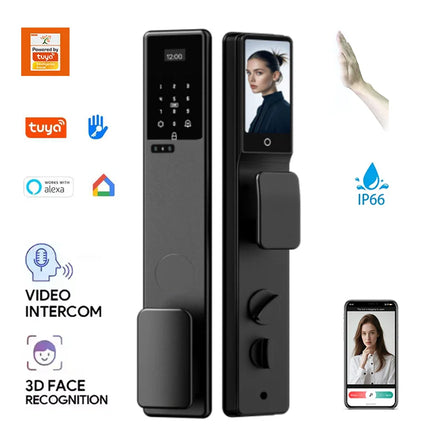 Smart Aluminium Alloy Door Lock with Face Recognition, Fingerprint, Password, Card and Key Access