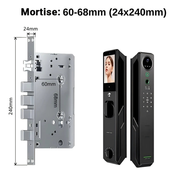 Rechargeable Smart Door Lock with Face Recognition, Fingerprint, App & Key Access