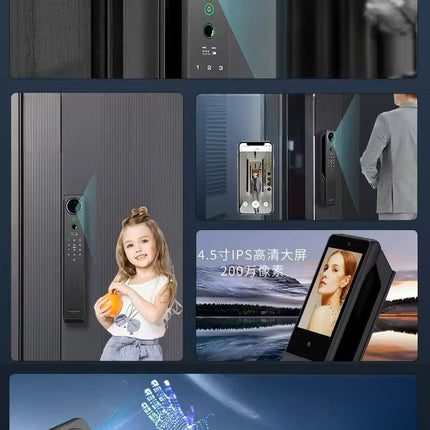 Digital Smart Door Lock with 3D Face ID, Fingerprint Access, Tuya App Control and Camera System
