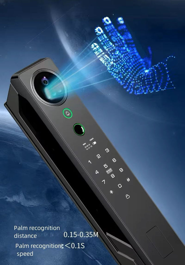 Digital Smart Door Lock with 3D Face ID, Fingerprint Access, Tuya App Control and Camera System
