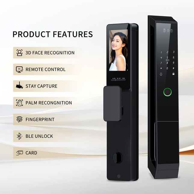 WiFi Smart Door Lock with Face Recognition, Fingerprint, Camera, Password & Card Access