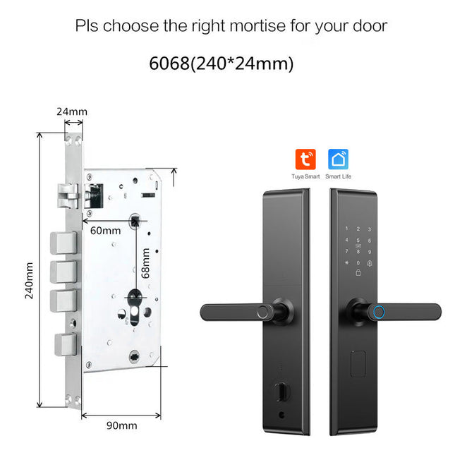 Smart WiFi Door Knob Lock with Fingerprint, Password, Card and Key Access for Wood and Metal Doors