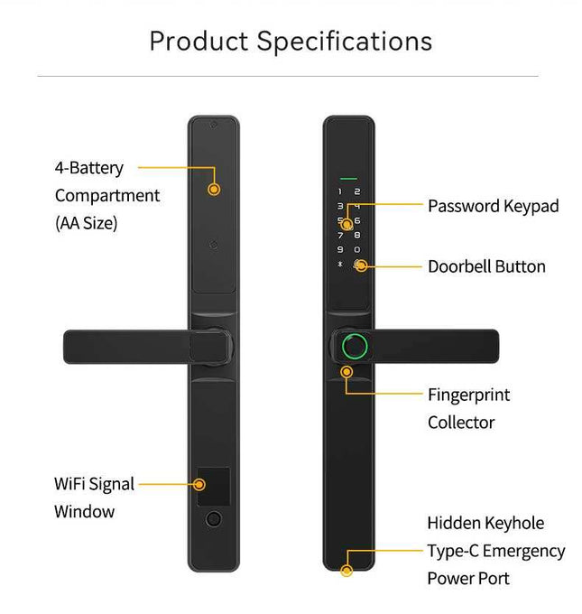 Smart Digital Door Lock with Fingerprint, Password, Card and App Access