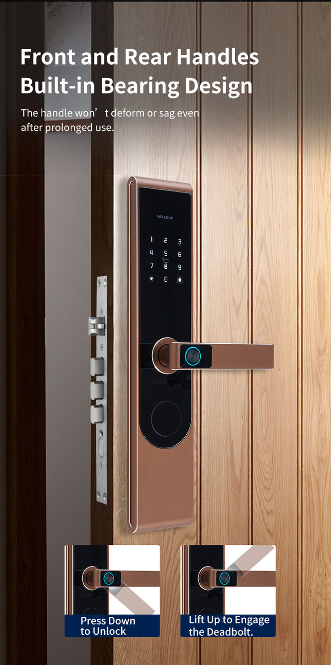 Smart Fingerprint Door Lock with WiFi App Control, Password, Card and Key Access