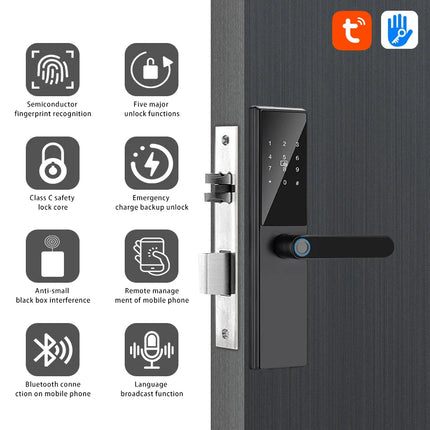 Smart Fingerprint Door Lock with Card, Password and Key Entry for Wood and Metal Doors