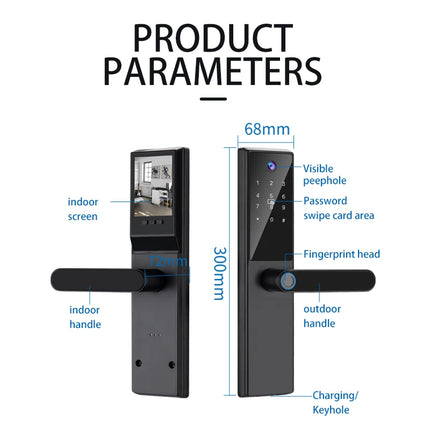 Digital Smart Door Lock with Fingerprint, WiFi App, PIN and Card Access