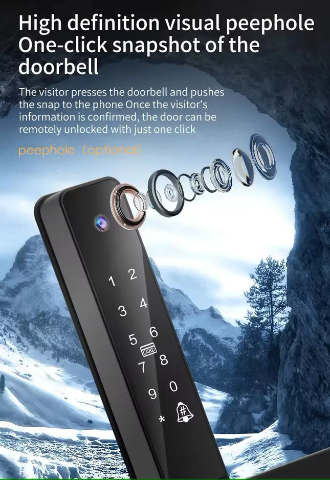 Smart Outdoor Door Lock with Fingerprint, Card, Password & Key Access