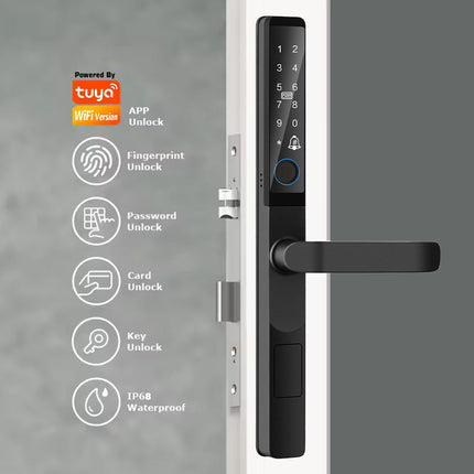 Waterproof Smart Door Lock with Fingerprint, RFID Card and Tuya App