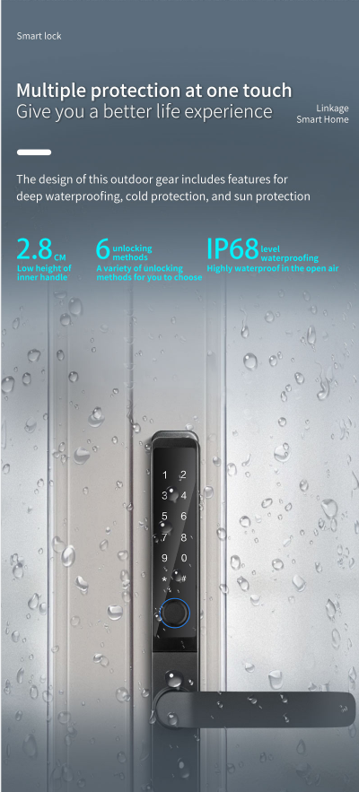Waterproof Smart Door Lock with Fingerprint, RFID Card and Tuya App