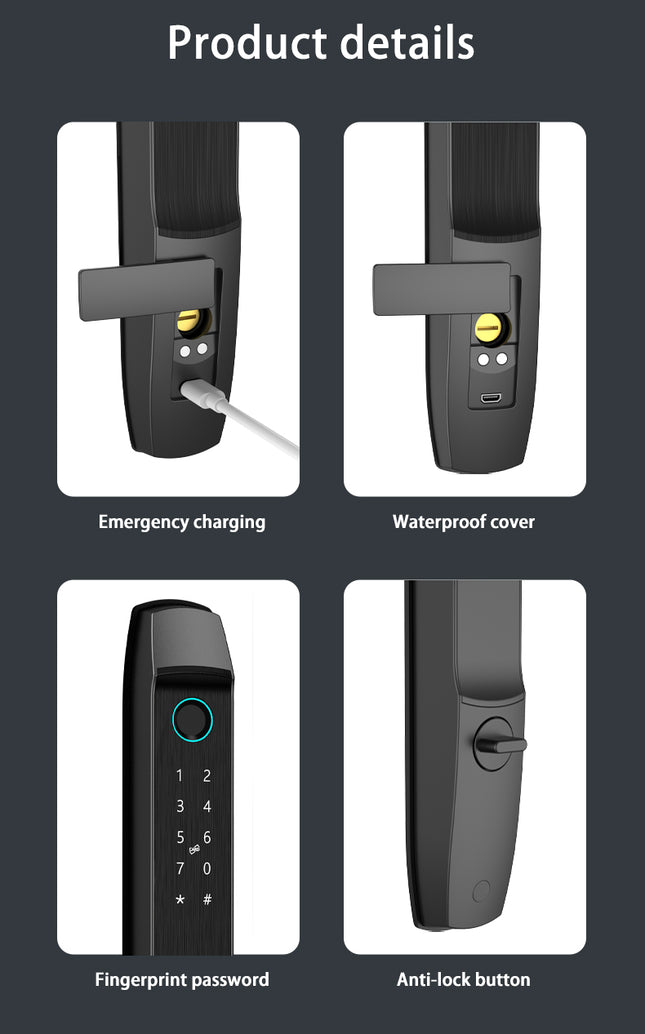Smart Door Lock with Wi-Fi, Fingerprint, Card Reader & Key Access