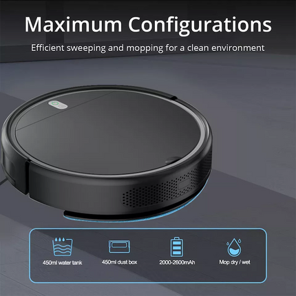Automatic Robot Vacuum Cleaner with Tuya App Control, 3000Pa Suction and 350ml Dust Box
