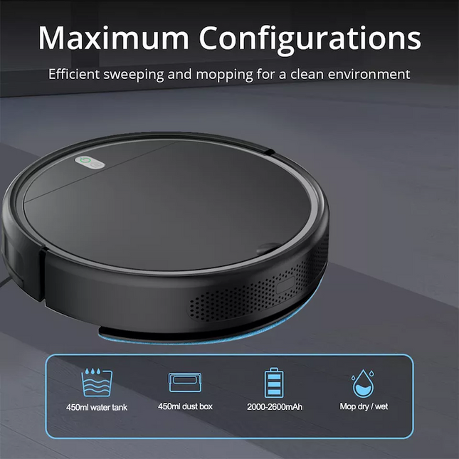 Automatic Robot Vacuum Cleaner with Tuya App Control, 3000Pa Suction and 350ml Dust Box