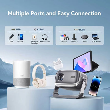Mini Smart Projector 720P with Android 12, 1080P Support and Built-In Speaker