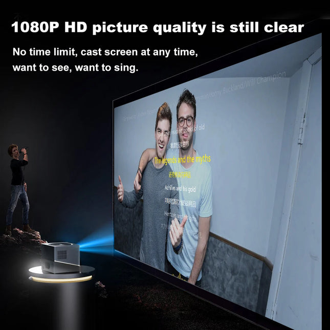 Portable 1080P LCD Projector with Android 12, WiFi 6 and 4K Video Support