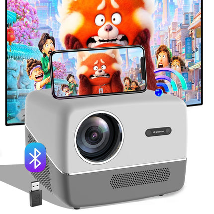 Portable 1080P Full HD LCD Projector with 300 ANSI Lumens and Built-In Stereo