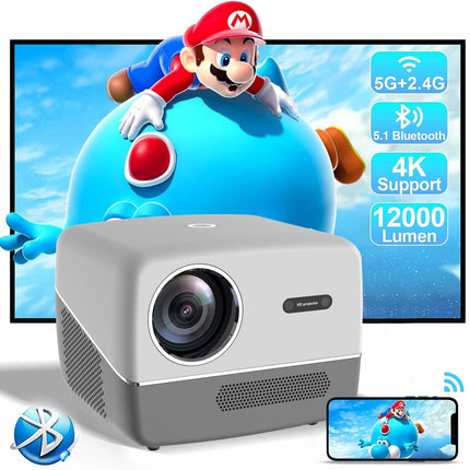 Portable 1080P Full HD LCD Projector with 300 ANSI Lumens and Built-In Stereo