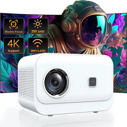 Compact LED Projector 300 ANSI Lumens 1080P Full HD Android 12 WiFi Home Cinema