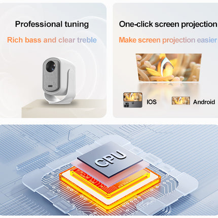 Mini Portable Projector 1080P Android 12 WiFi with 50-180 Inch Display