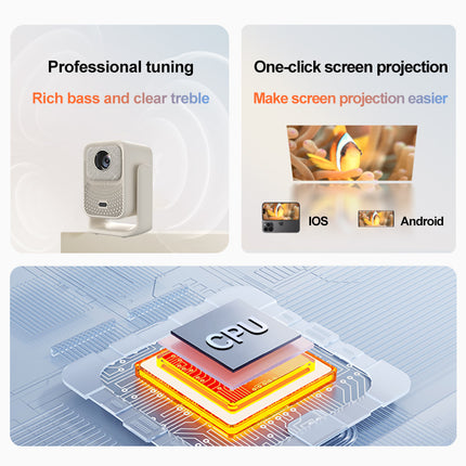 Mini Portable LCD Projector 1080P with Auto Focus, WiFi and Android 12