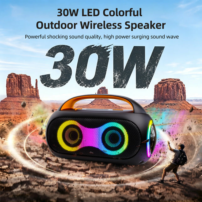 30W Wireless Bluetooth Boombox Speaker with Dual Speakers for Home, Outdoor and Party Use