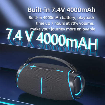 Portable 50-100W Bluetooth Speaker with Carry Handle, RGB LED Lights and IPX5 Waterproof Rating