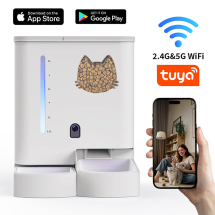 Smart Automatic Pet Feeder with Video Monitoring, Water Dispenser, LCD Display and Timer