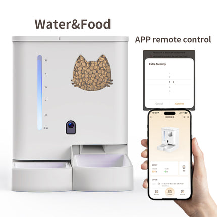 Smart Automatic Pet Feeder with Video Monitoring, Water Dispenser, LCD Display and Timer
