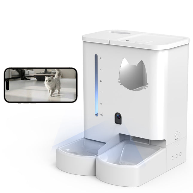 Smart Automatic Pet Feeder with Video Monitoring, Water Dispenser, LCD Display and Timer