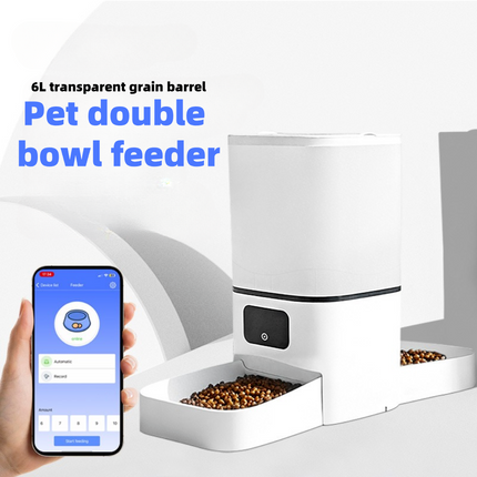 Automatic Dual Bowl Pet Feeder with Wi-Fi Monitoring Camera for Cats and Dogs