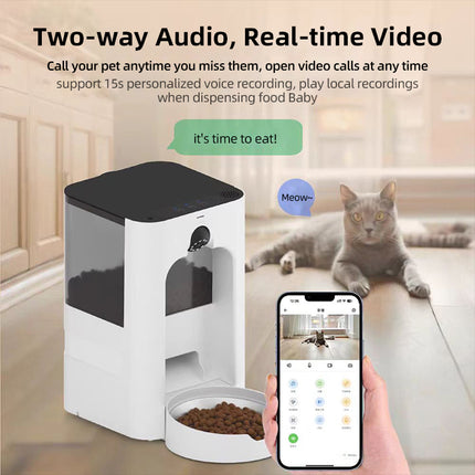 Intelligent Pet Food Dispenser with Camera, WiFi Connectivity and Programmable Feeding Schedule