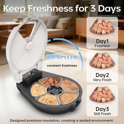 Smart Rotating Wet Food Dispenser with LCD Display and Scheduled Feeding Tray
