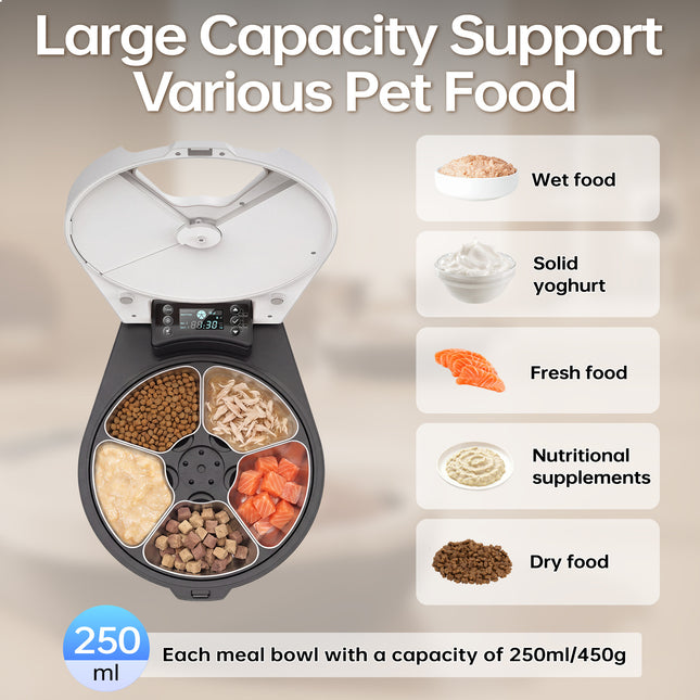 Smart Rotating Wet Food Dispenser with LCD Display and Scheduled Feeding Tray