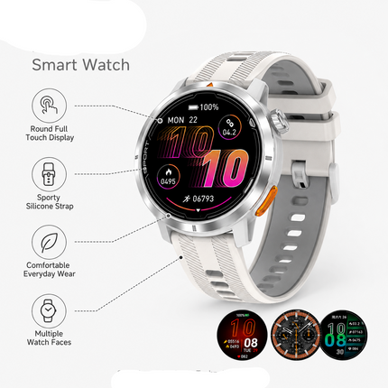 1.32 Inch AMOLED Smart Watch with BT Calling, 3ATM Water Resistant and Fitness Tracking