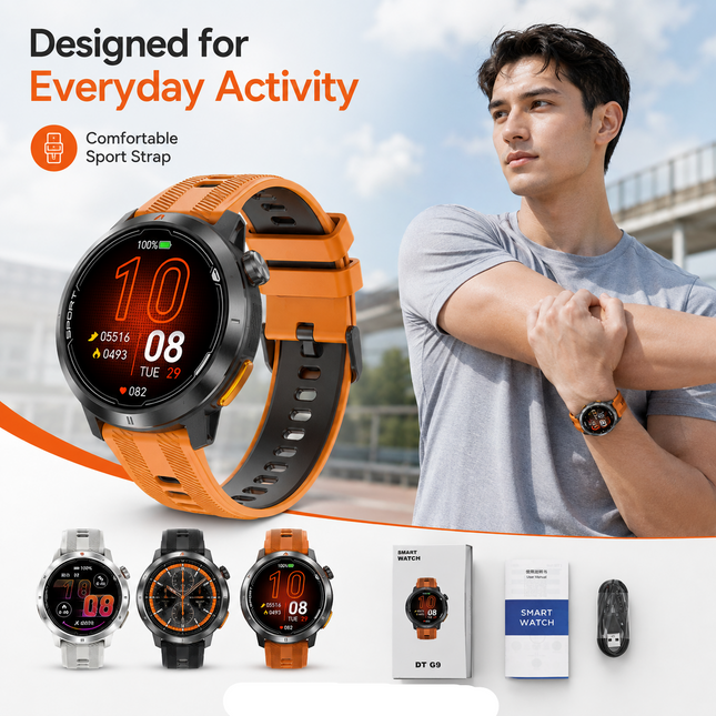 1.32 Inch AMOLED Smart Watch with BT Calling, 3ATM Water Resistant and Fitness Tracking