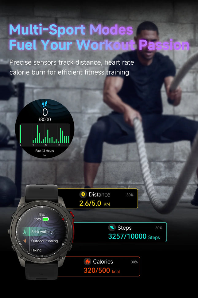 1.43 Inch AMOLED Smartwatch with BT Calling, Fitness Tracking, Heart Rate Monitor & 5ATM Water Resistance