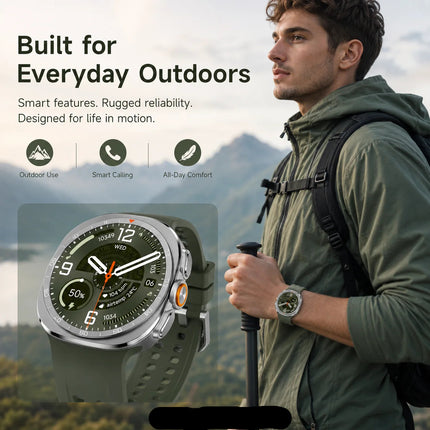 Round Smart Watch with 1.52 Inch Display, Wireless Charging, IP68 Water Resistance for Android and iOS