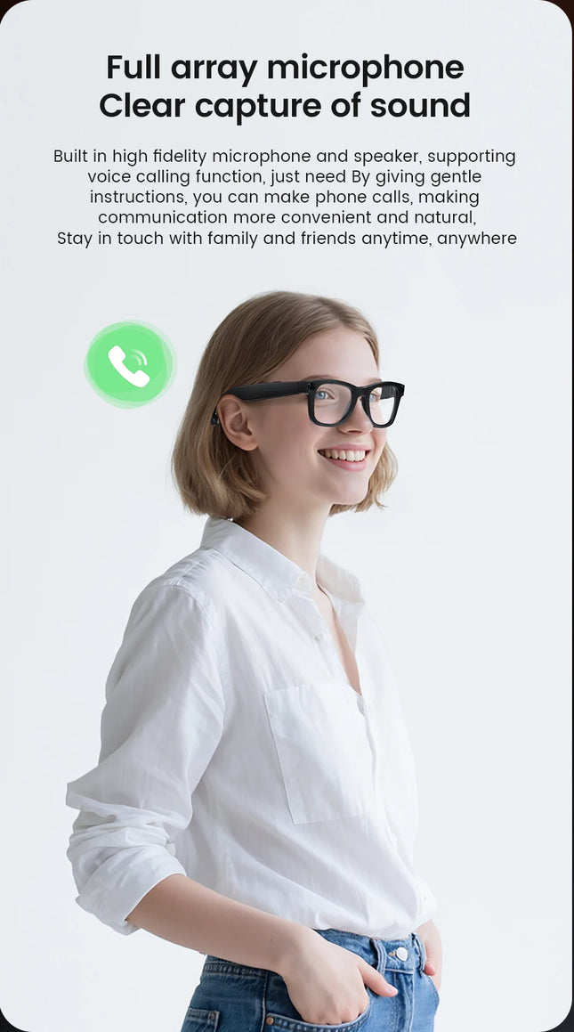 Rechargeable Smart Glasses with 8MP Camera, Electrochromic Polarized Lens, 32GB Storage & Touch Controls