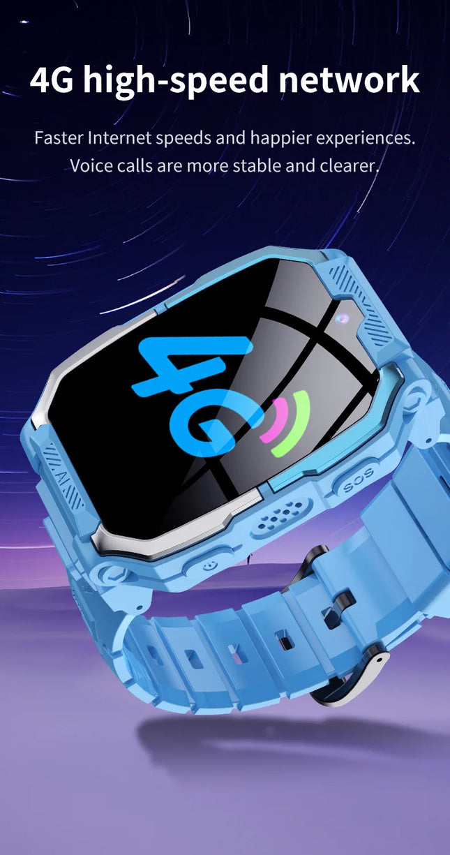 Smartwatch with 4G Network Support, Dual Camera, App Control, Touchscreen and Waterproof Design