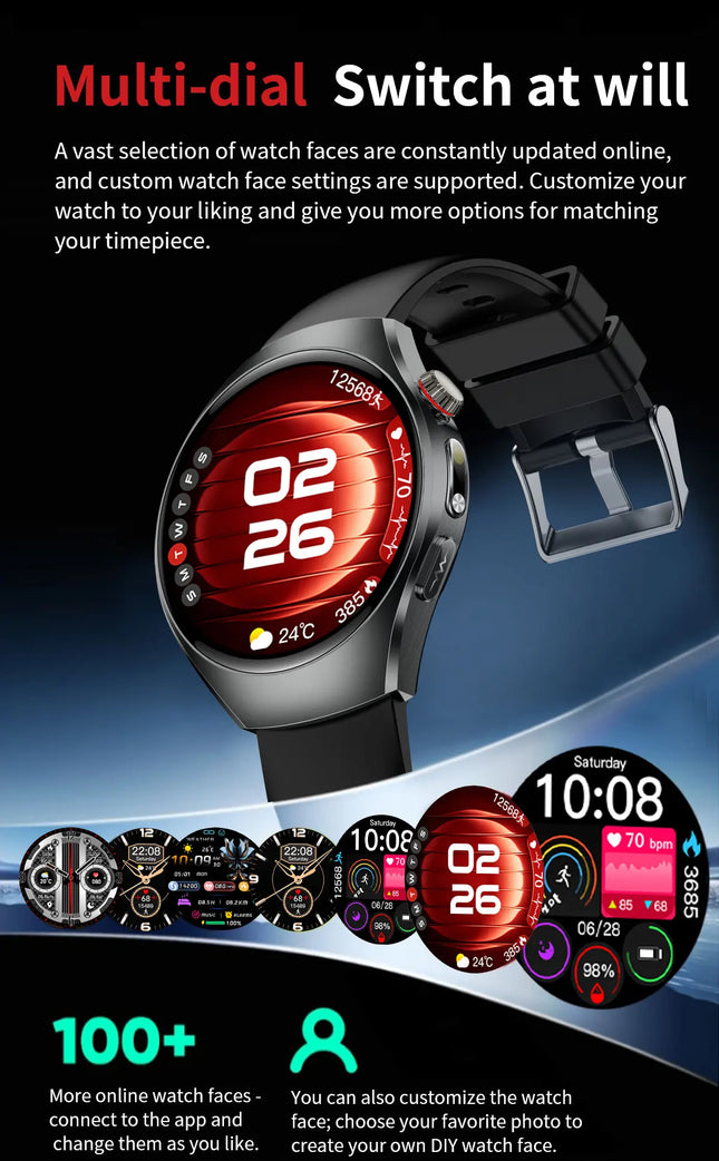 Smart AMOLED Watch with 1.47 Inch Display, Heart Rate Tracking, Multi Sport Modes and IP68 Waterproof