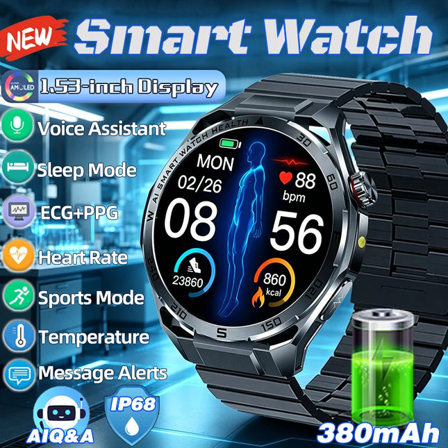 Smart Watch with BT Calling, 1.53 Inch Touch Display, Fitness Tracking and 380mAh Battery