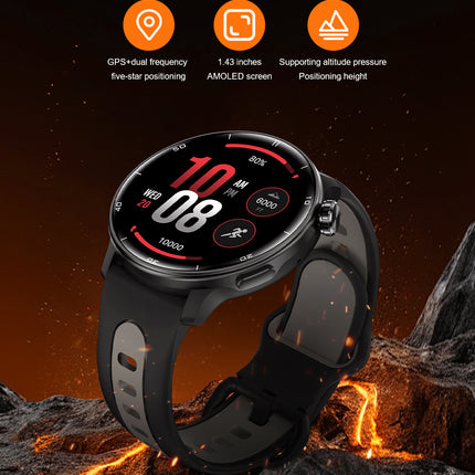 1.43 Inch AMOLED Smartwatch with Fitness Tracking, Touchscreen, 3ATM Water Resistance and Silicone Band