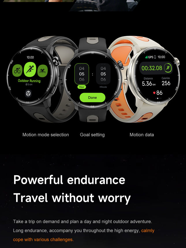 1.43 Inch AMOLED Smartwatch with Fitness Tracking, Touchscreen, 3ATM Water Resistance and Silicone Band