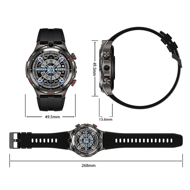 Touchscreen 4G Smart Watch with AMOLED Display, Android 8.1, SIM Card Slot and Dual Cameras