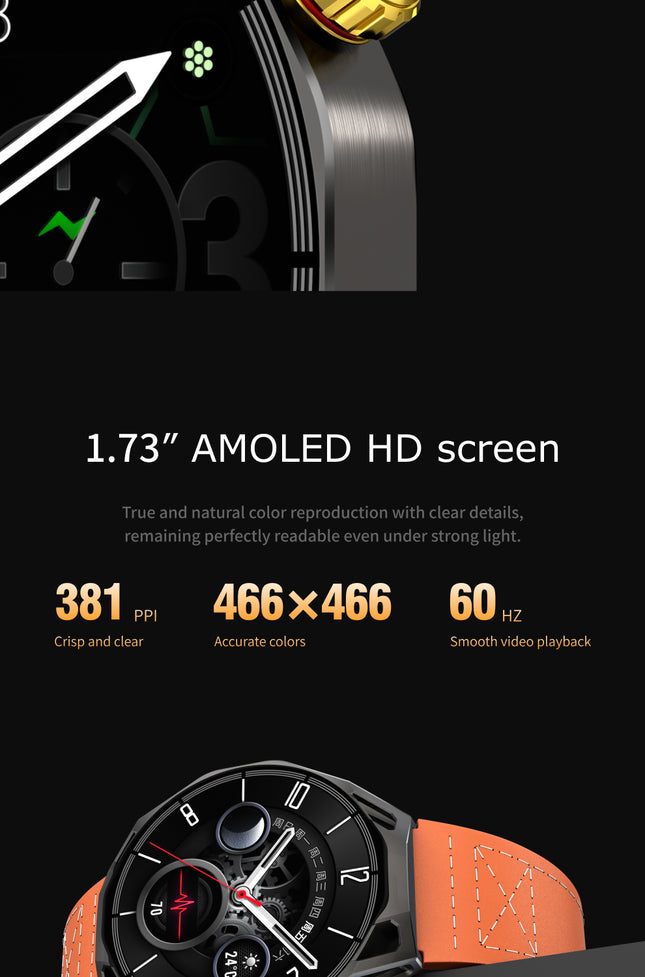 1.73 Inch OLED Smartwatch with Bluetooth Calling, NFC Payment Support, IP67 Water Resistant