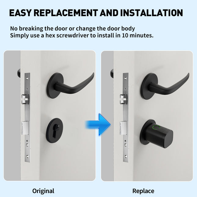 Smart Keyless Aluminum Door Lock Cylinder with Fingerprint, PIN Code, NFC Card, App Control & Mechanical Key