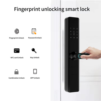 Wi-Fi Smart Fingerprint Door Lock with Aluminum Alloy Handle and Cloud Storage Support